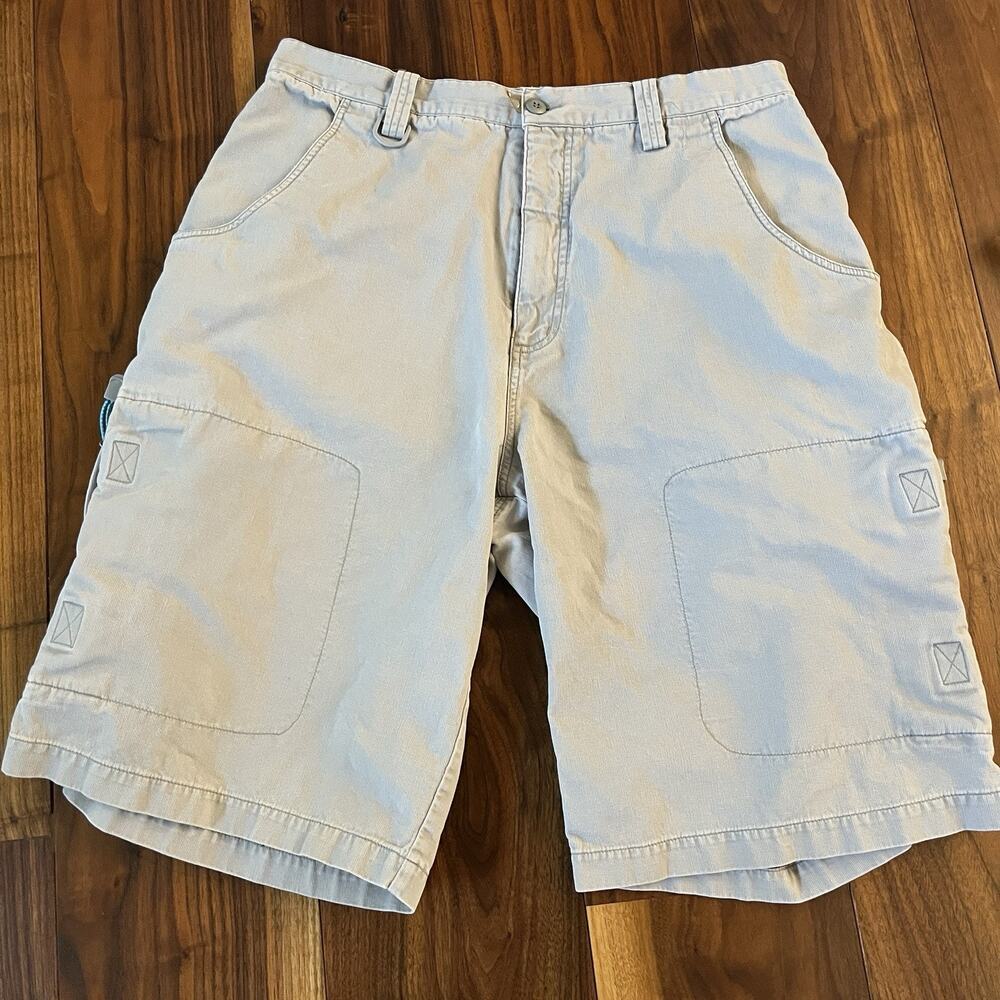 Vintage Anchor Blue Cargo Shorts Mens 34 Cream Khaki Grunge Skater Y2K
